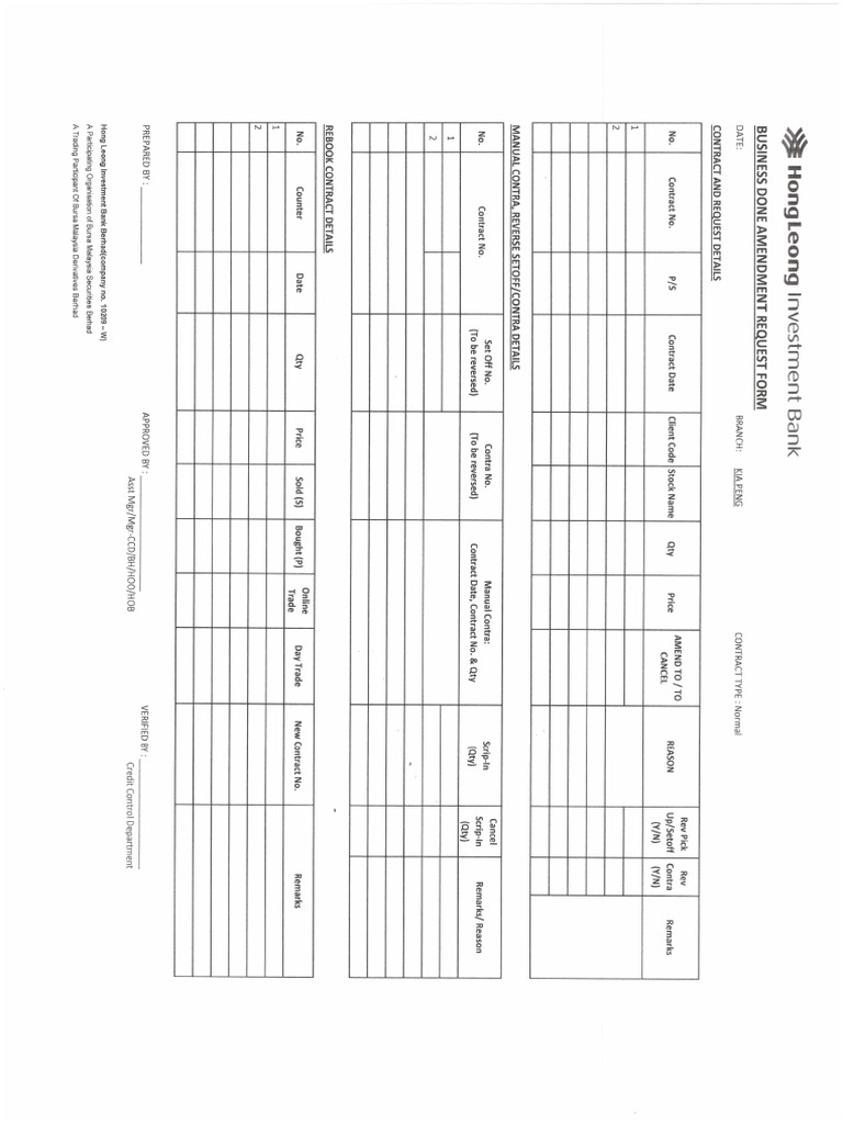 Brokerage Amendment Request Form | PDF