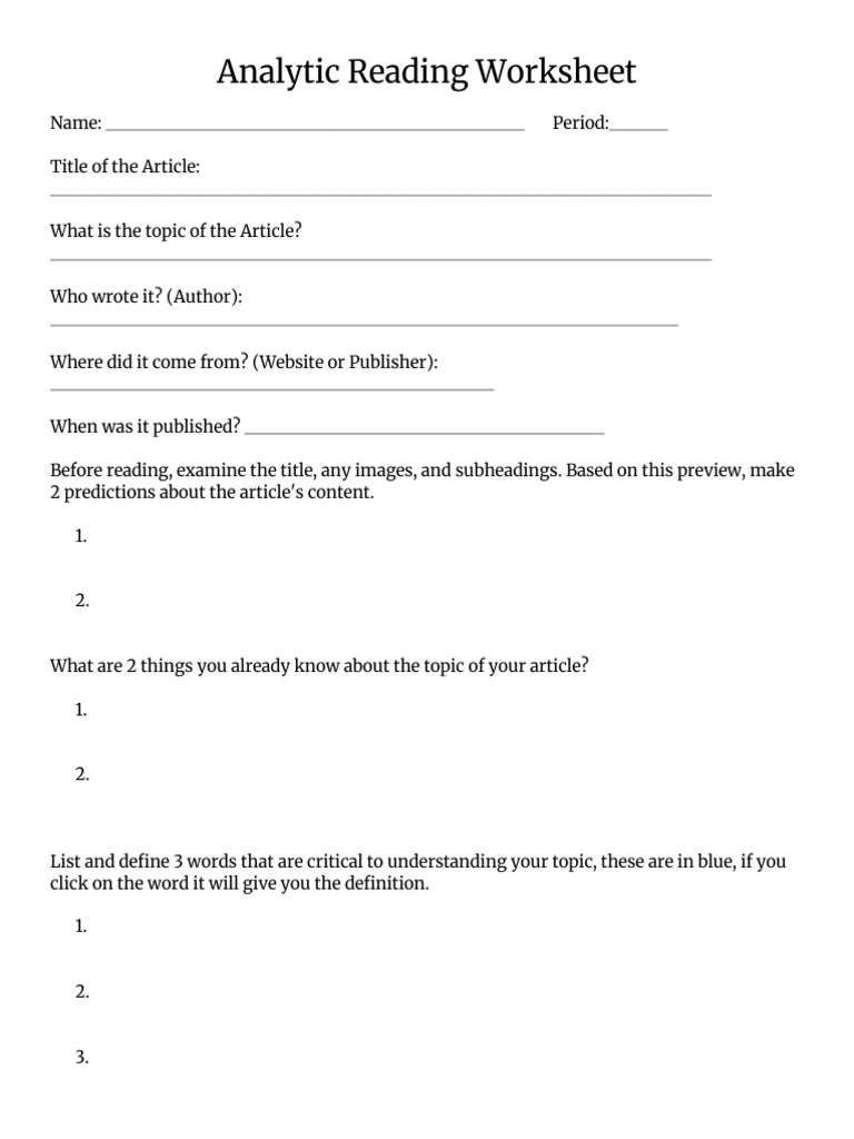 Article Breakdown Assignment | PDF