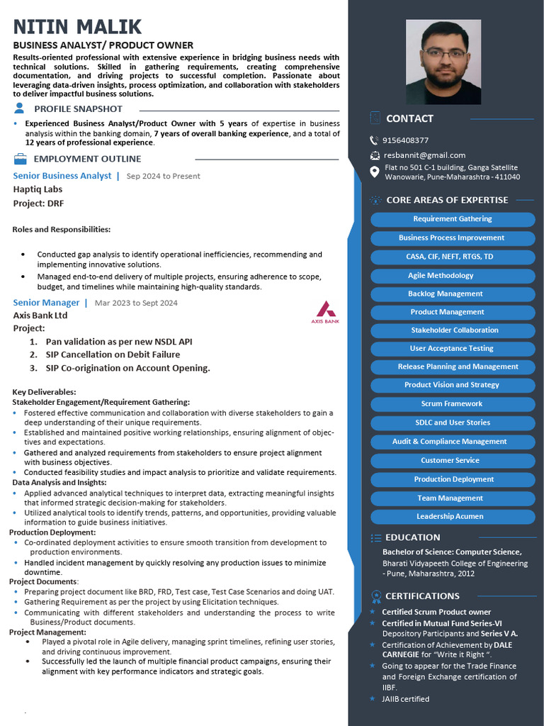Nitin Malik Senior Business Analyst Resume (1) 2 | PDF