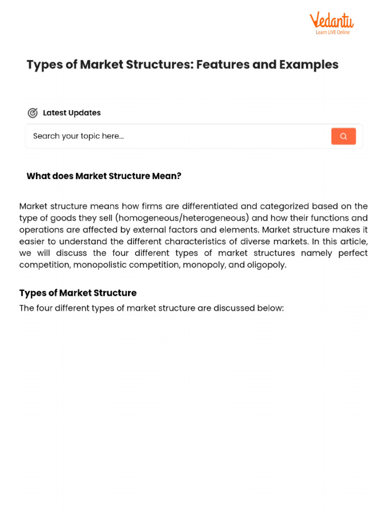 Types of Market Structures - Features and Examples | PDF