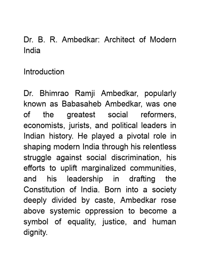 Essay On DR BR Ambedkar | PDF | Dalit | Justice
