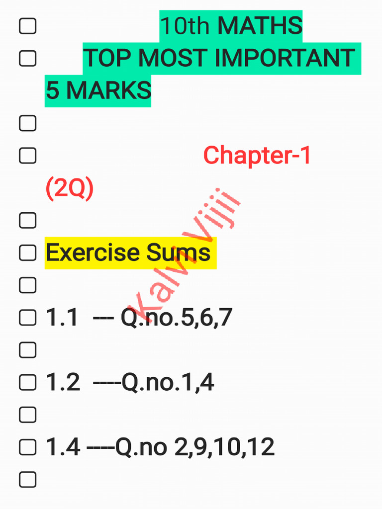 Imp 5 Marks Public 2025 Viji | PDF