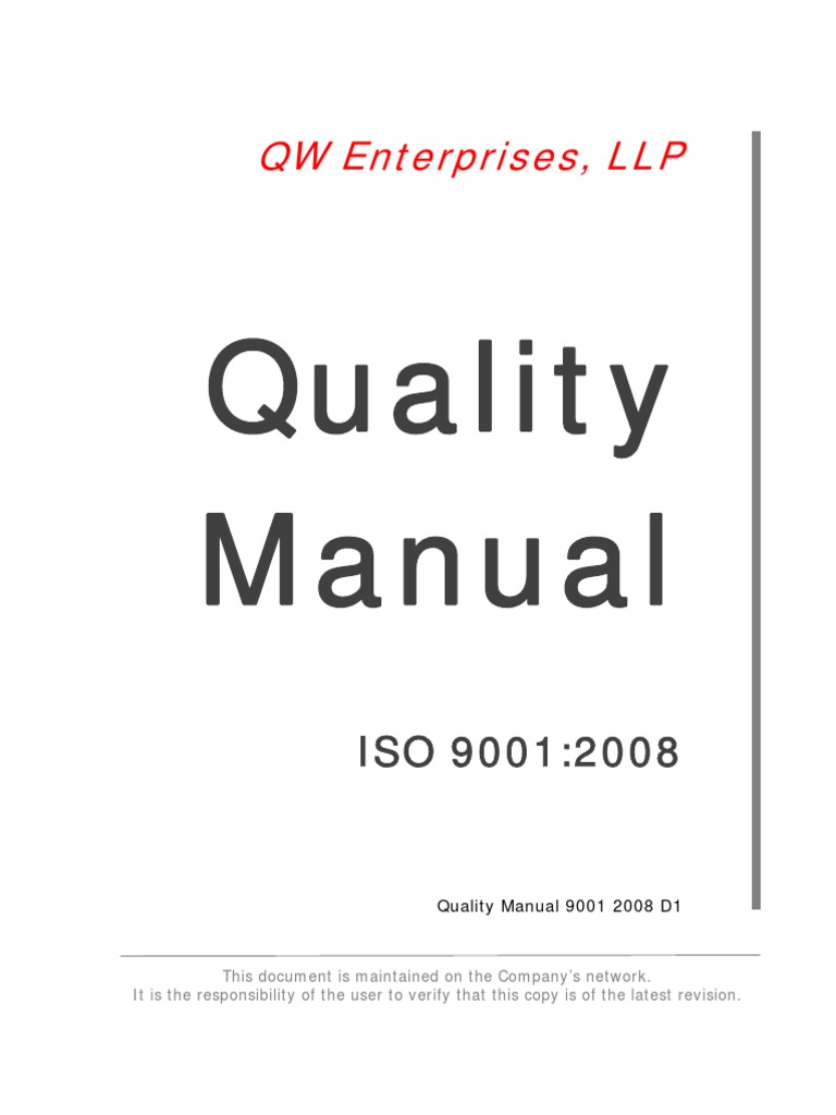 Iso 9001 2008 Quality Manual Preview | PDF