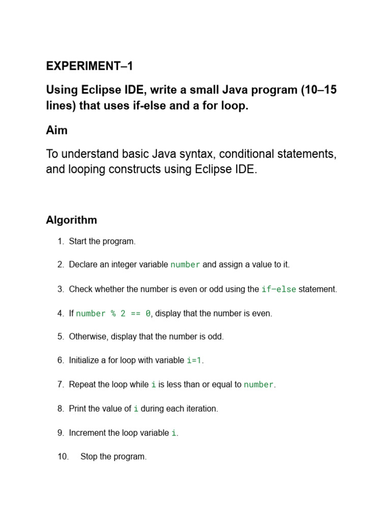 Java Lab EXPERIMENT-1 To 3 Programs | PDF | Control Flow | Computing