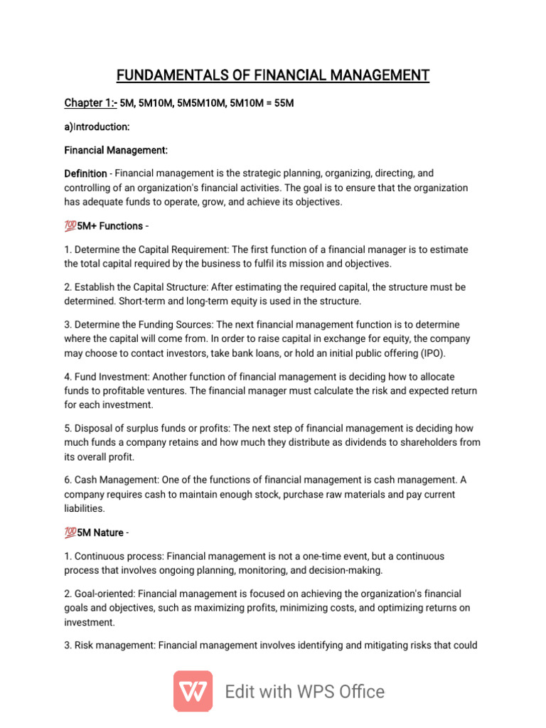 Fundamentals of Financial Management Notes | PDF | Dividend | Net ...