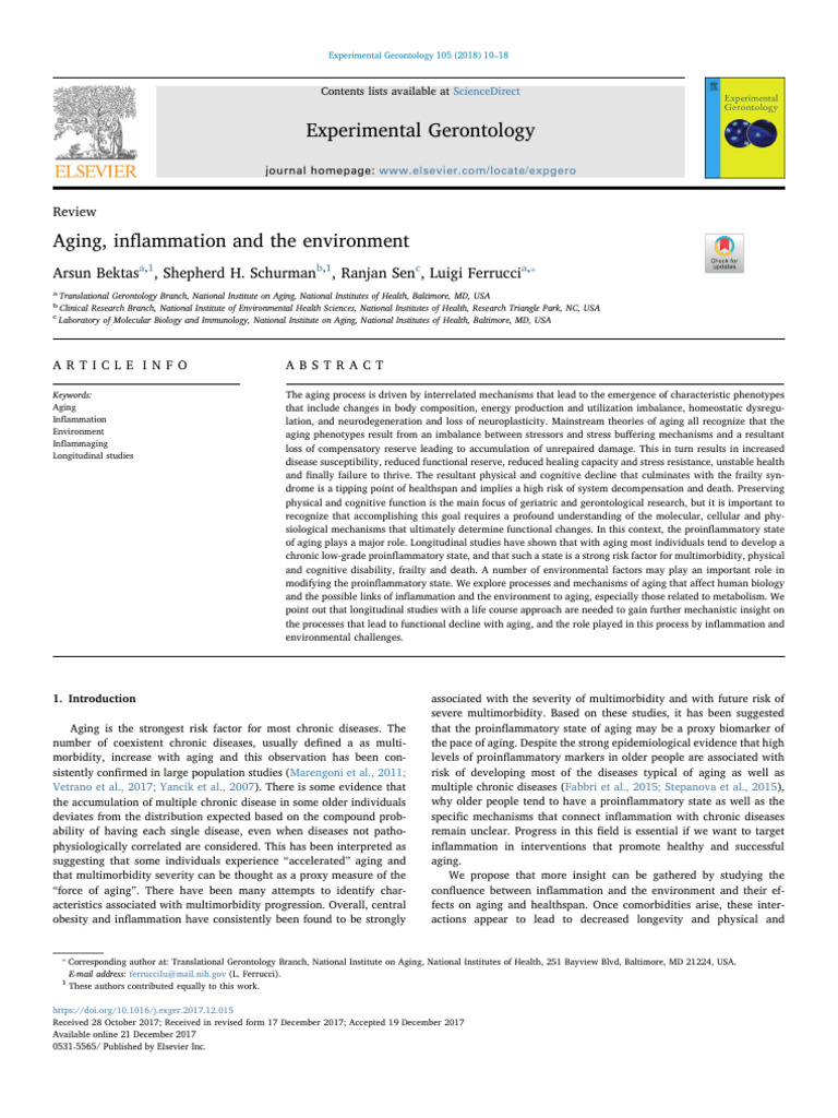 Aging, Inflammation and The Environment | PDF | Senescence | Ageing