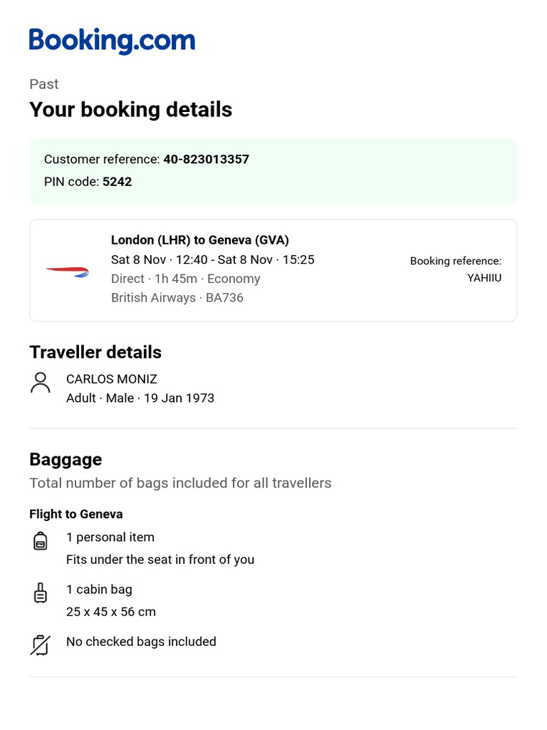 Booking Documents | PDF