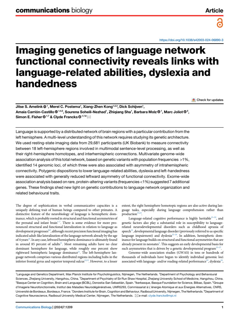 Imaging Genetics of Language Network Functional Connectivity Reveals ...