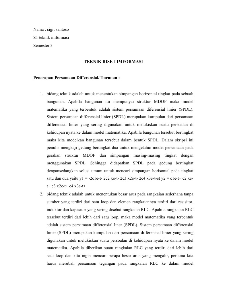 Penerapan Persamaan Differensial