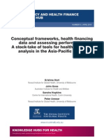 Conceptual frameworks, health financing data and assessing performance