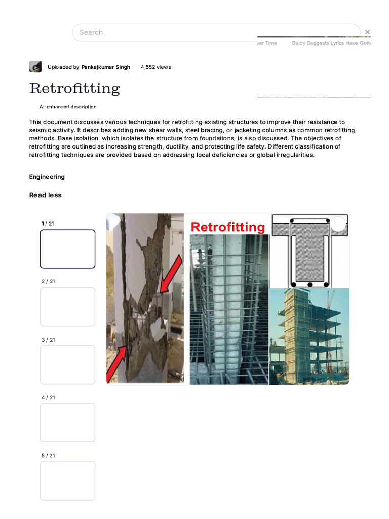 Retrofitting | PDF | Fibre Reinforced Plastic | Reinforced Concrete