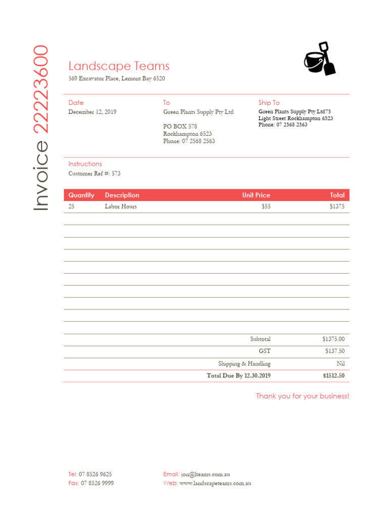 Invoice - Landscape Teams | PDF