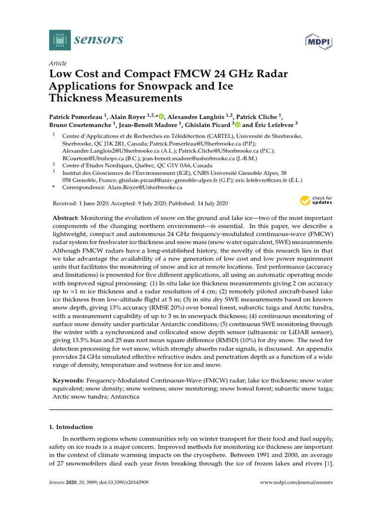 Low Cost and Compact FMCW 24 GHZ Radar | PDF | Radar | Snow