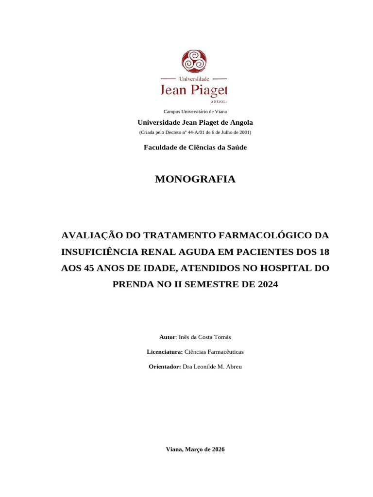 Monografia Inês | PDF | Epidemiologia | Farmacêutico