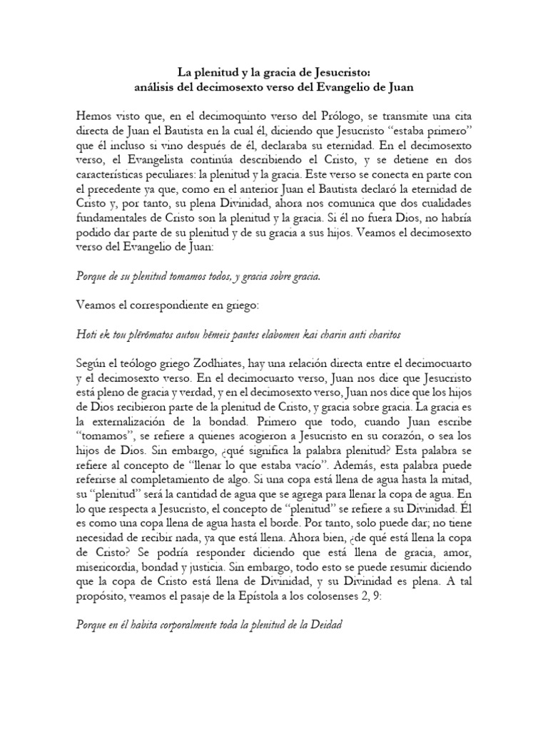 La Plenitud y La Gracia de Jesucristo An | PDF | Cristo (título ...