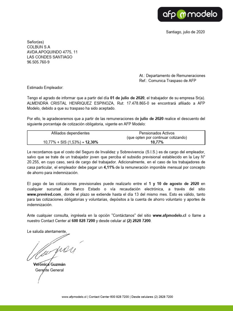 Afp Modelo AH | PDF
