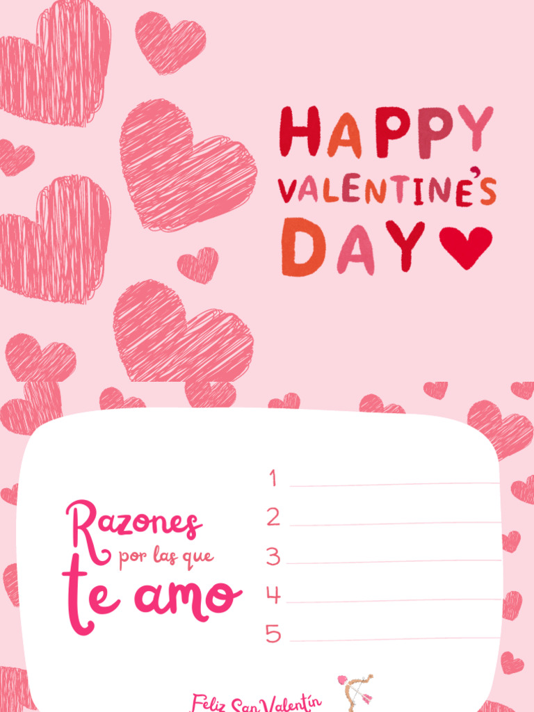 Tarjeta de Felicitación San Valentin Rosa y Blanca | PDF
