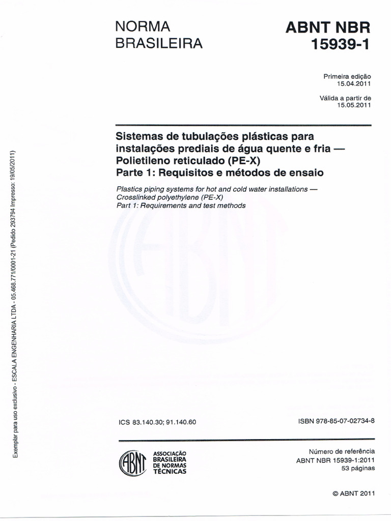 NBR 15939-1 - 2011 - Sistema de Tubulação Plástica para Instalações ...