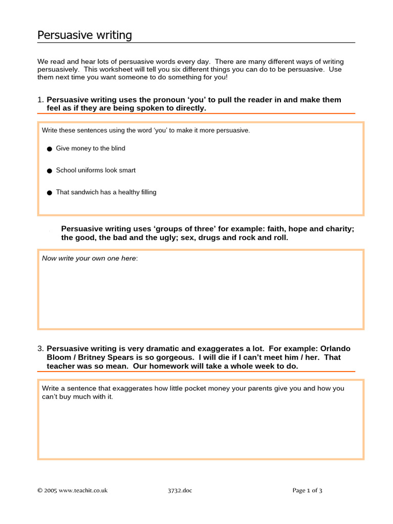 L9 Persuasive Writing Worksheet 2 | PDF