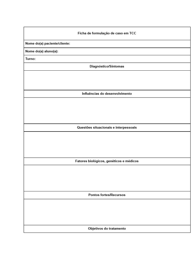 Ficha de Formulação de Caso - Wright | PDF