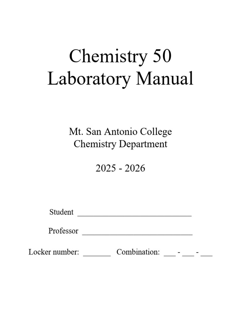 CHEM 50 Lab Manual 2025 - 2026 | PDF | Titration | Chemistry