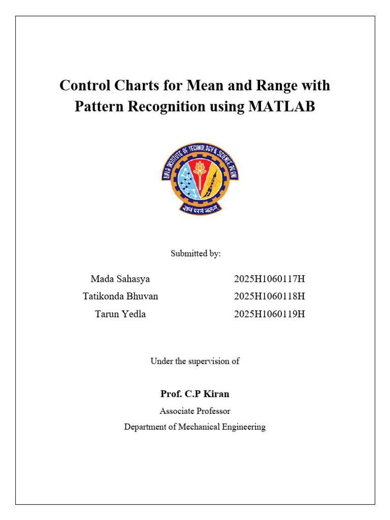 Control Charts For Mean and Range With Pattern Recognition Using MATLAB ...