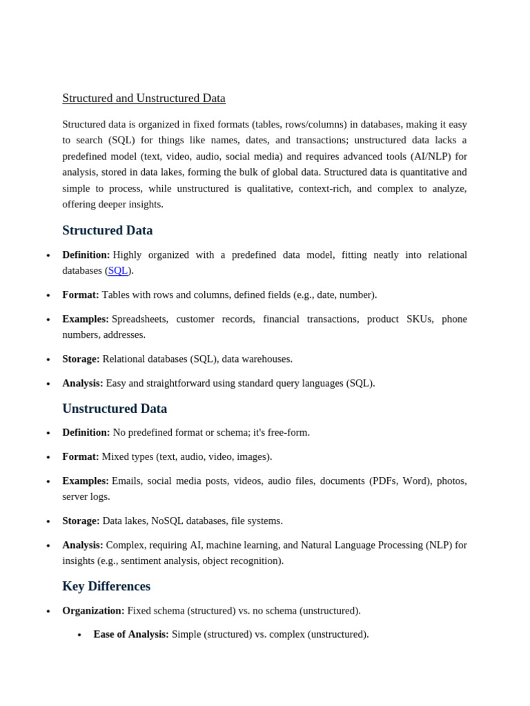 Structured and Unstructured Data | PDF