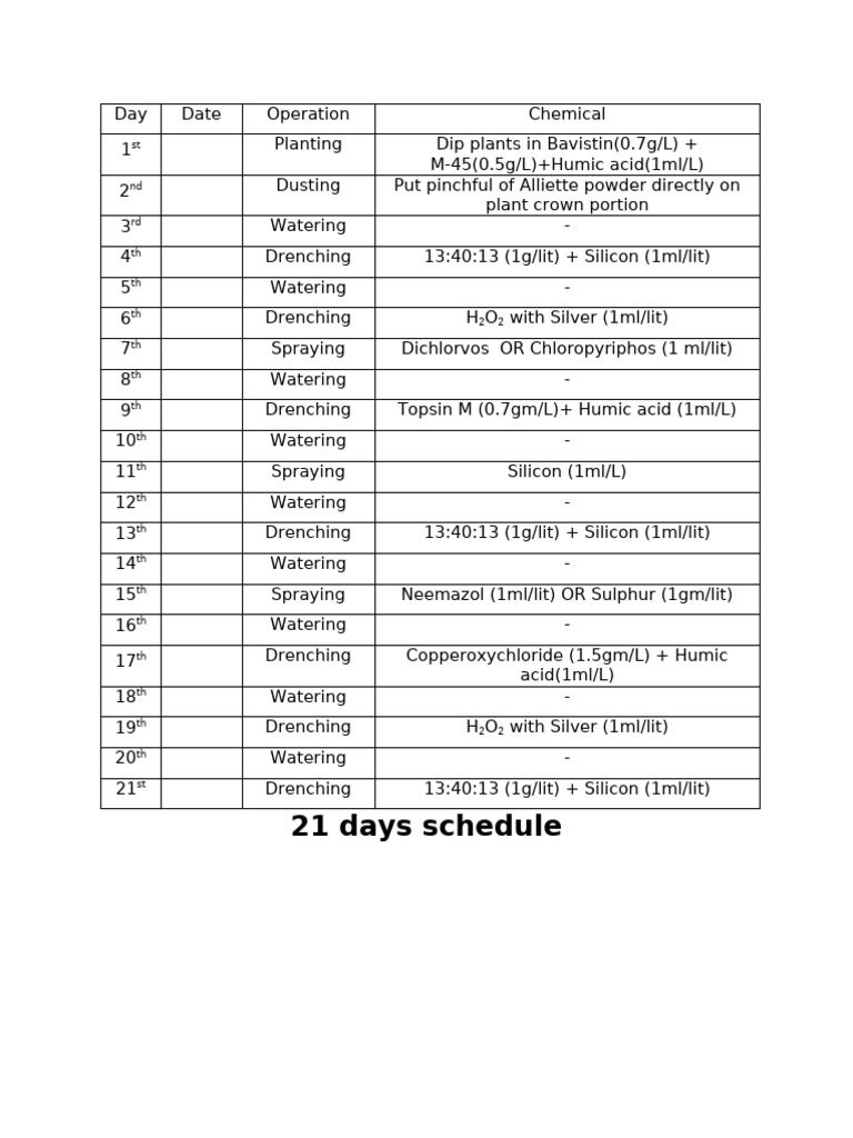 21 Days Schedule Common | PDF