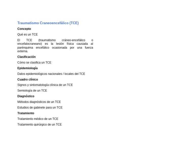 Traumatismo Craneoencefálico (TCE) : Concepto | PDF