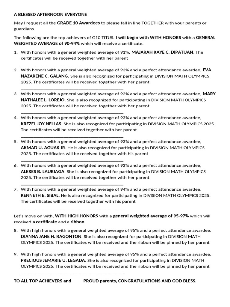 Script For Recognition GRADE 10 | PDF | Chess Theory | Chess