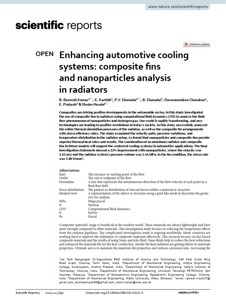 Composite Fins and Nanopartical Analysis On Radiators | PDF | Heat ...