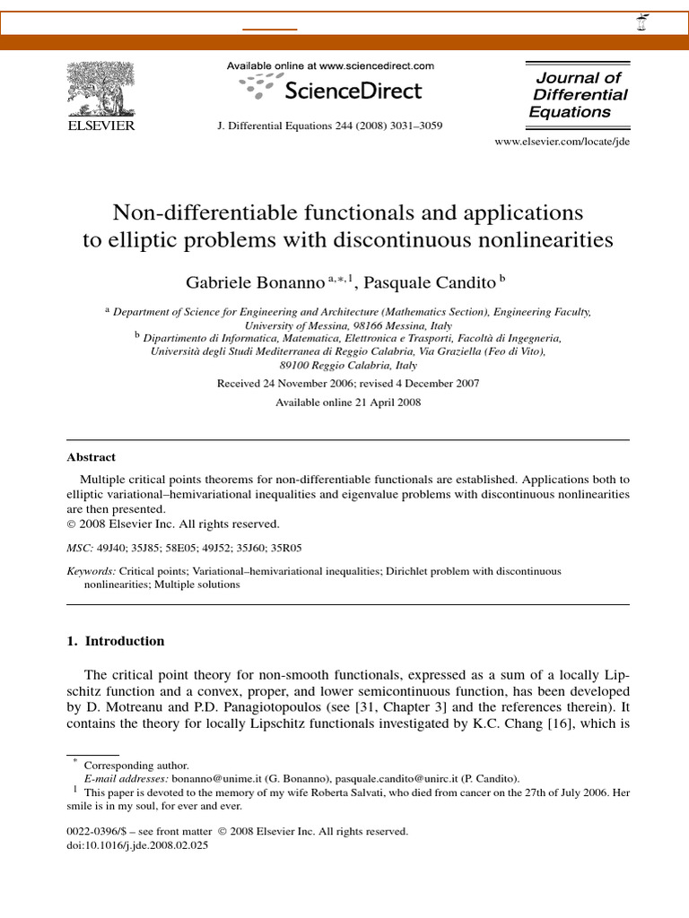 2008 - Bonnano - Non-Differentiable Functionals and Applications | PDF ...