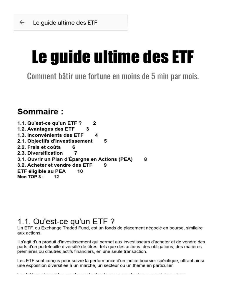 Le Guide Ultime Des ETF | PDF | Fonds négocié en bourse ...