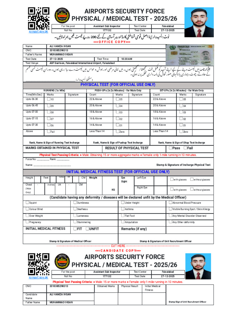 Test Slip - Join ASF | PDF | Diseases And Disorders | Medical Specialties