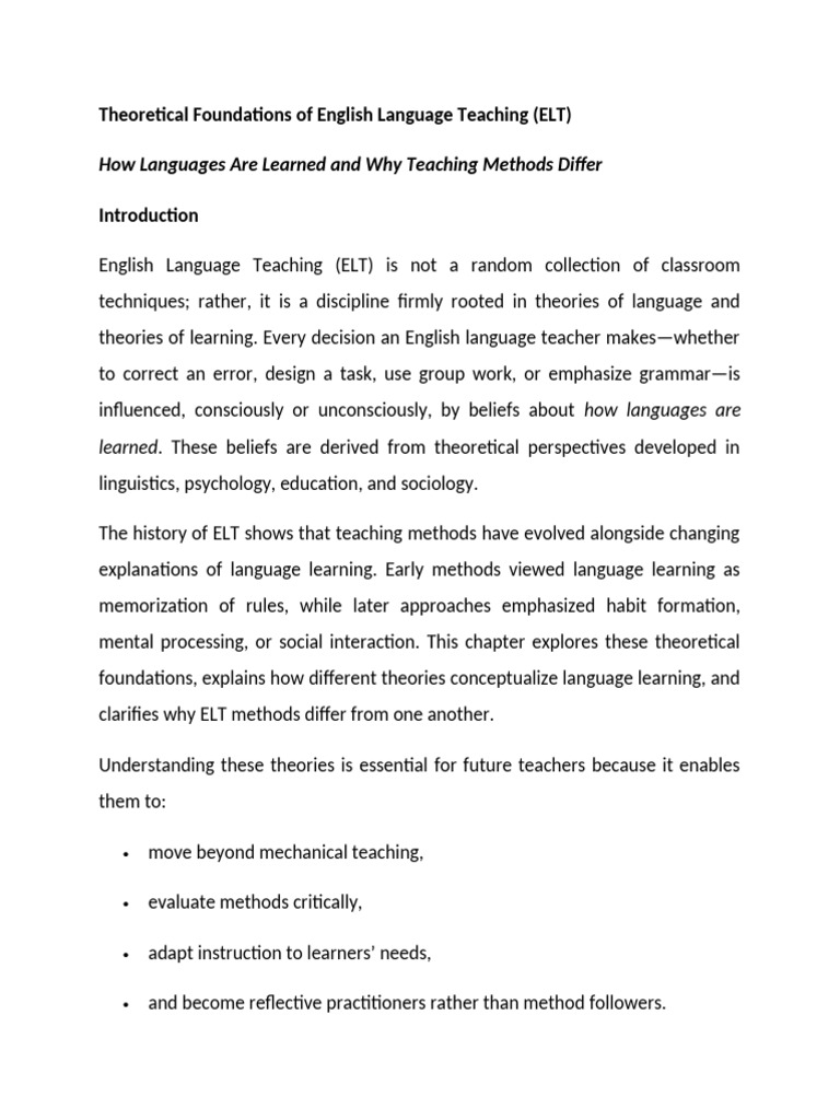 Theoretical Foundations of English Language Teaching | PDF | Second ...