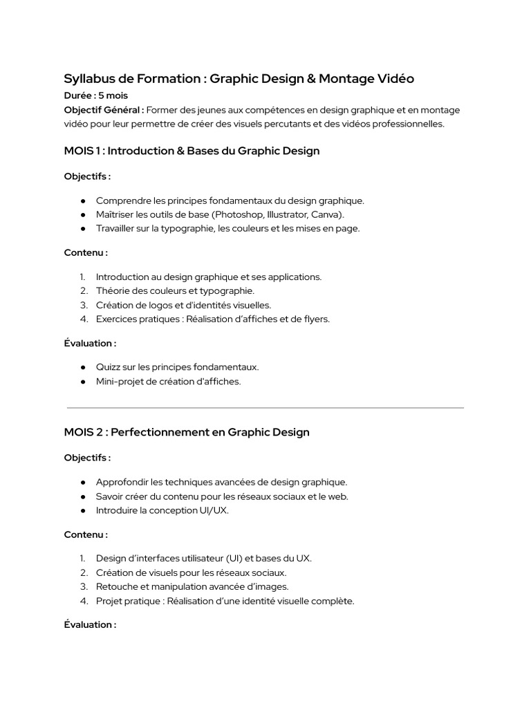 Syllabus de Cours Pour Les Parcours MD - DW - GD | PDF | Graphisme ...