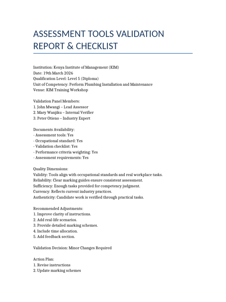 Assessment Validation Report | PDF