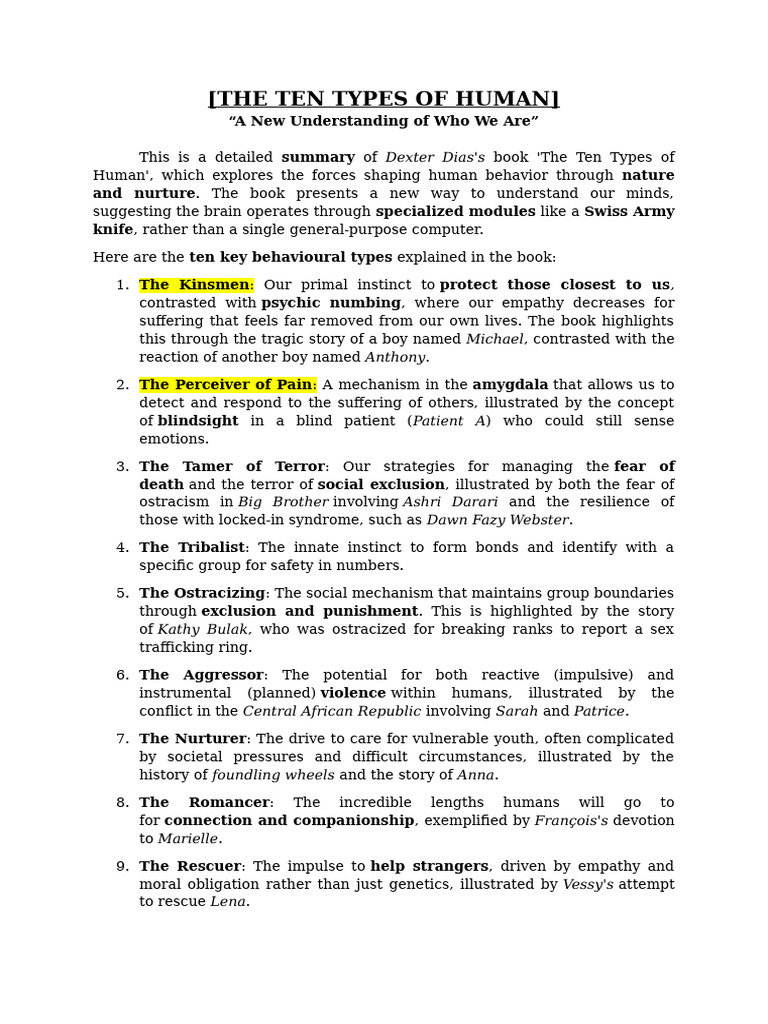 The Ten Types of Human | PDF | Fear | Mind