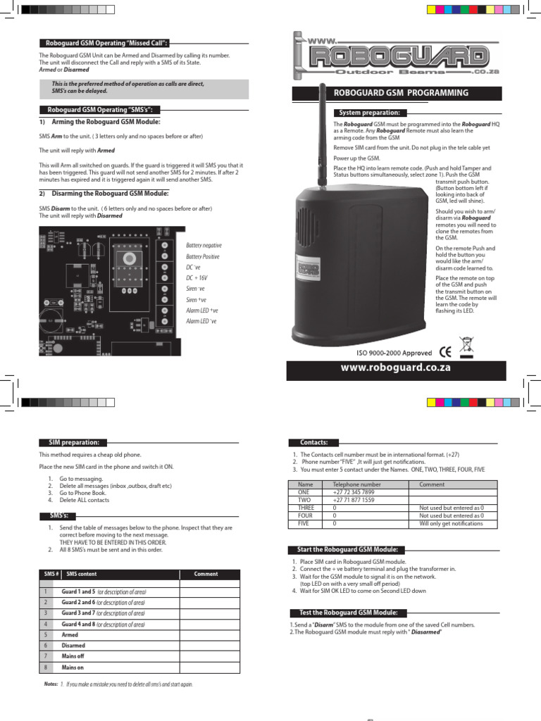 Roboguard GSM Programing | PDF | Telephone | Telecommunications Equipment