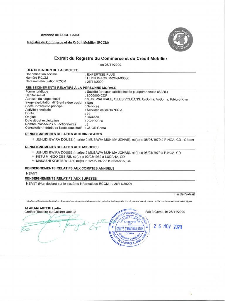 Extrait RCCM | PDF