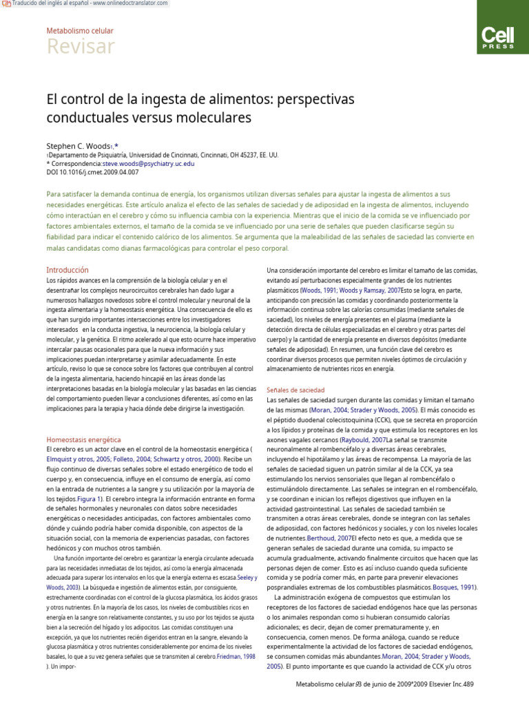 The Control of Food Intake - Behavioral Versus Molecular Perspectives ...