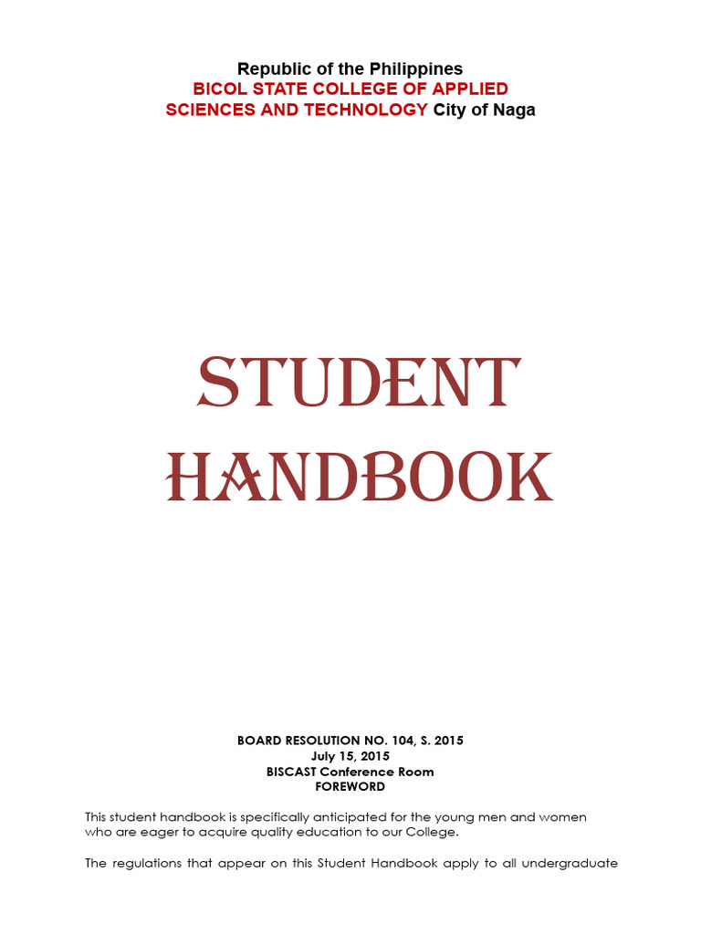 Student Handbook | PDF | University And College Admission | Thesis