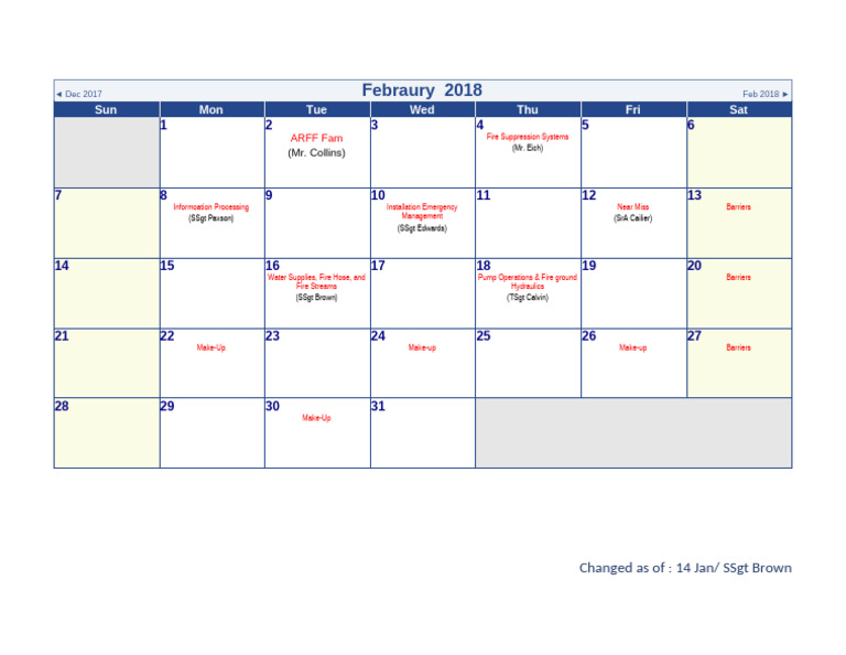 February Training Calendar | PDF