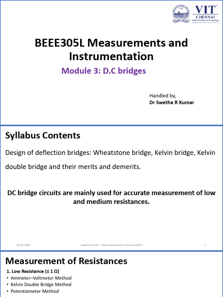 Module 3 DC Bridges | PDF | Physical Quantities | Electronic Engineering