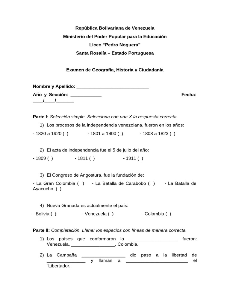 Examen 1 GHC 2do Año | PDF