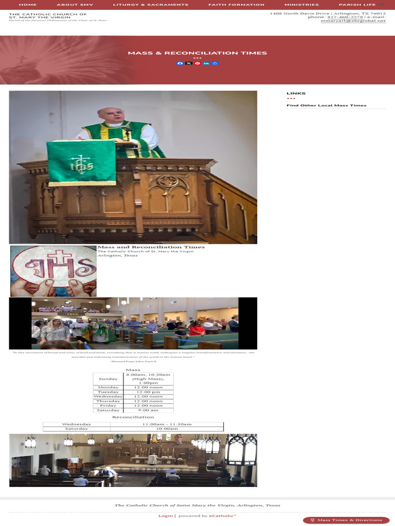 Mass & Reconciliation Times Saint Mary The Virg | PDF | Catholic Church ...