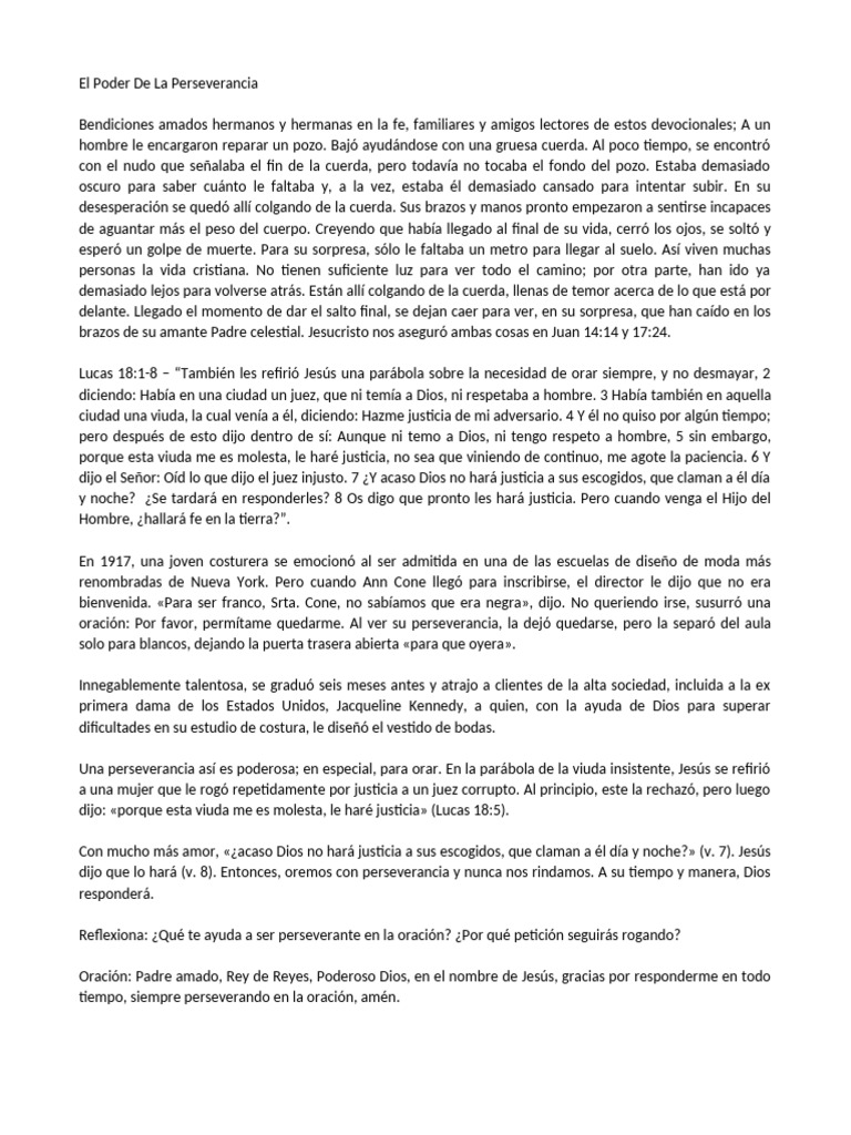 El Poder de La Perseverancia | PDF | Oración