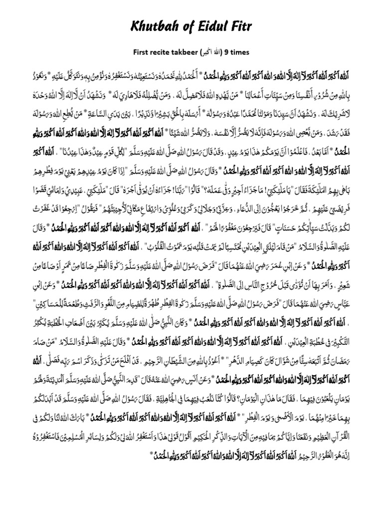 Eid Fitr Khutbah Talimi Board | PDF | Languages Of Asia | Orthography