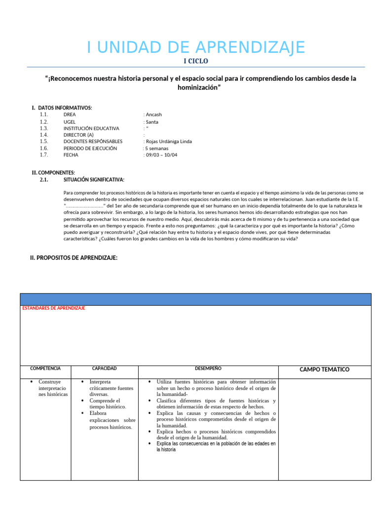 i y II Unidad de Aprendizaje 4 y 5 Años 2025 (1) | PDF | Aprendizaje