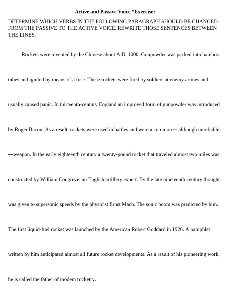 Active and Passive Voice Paragraph Activity | PDF